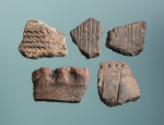 Zlomky keramiky z období eneolitu a doby bronzové z návrší V Obůrkách. Foto I. Kyncl, © MMP.