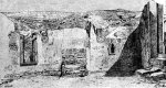 Vykopaná raně gotická krypta, východní stěna – uprostřed zbytek oltáře, vlevo sanktuarium, vpravo schránka na svaté oleje (Herain 1892).